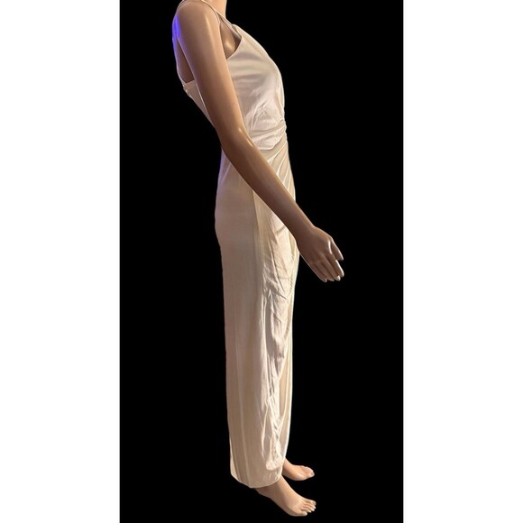 VTG 70s Woolite Maxi Dress White Pleated Asymmetrical Dress Cottagecore Marylin - Picture 11 of 16